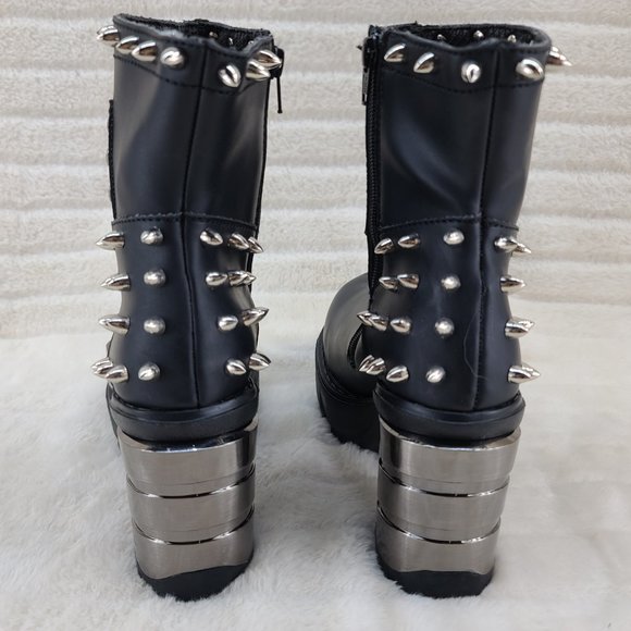 Demonia Black Platform Boots with Silver Studs - Picture 7 of 7